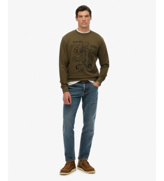 Superdry Tokyo Narrative Sweatshirt ample marron vert marron