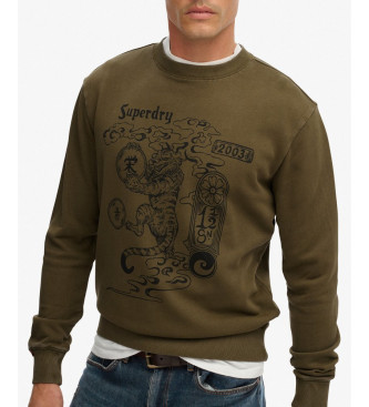 Superdry Tokyo Narrative Sweatshirt ample marron vert marron