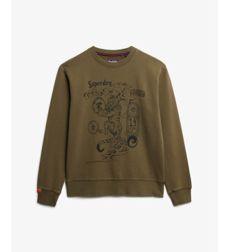 Superdry Tokyo Narrative Sweatshirt ample marron vert marron