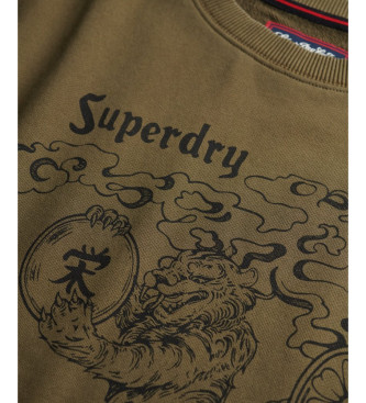 Superdry Tokyo Narrative Sweatshirt ample marron vert marron