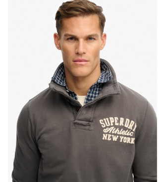 Superdry Vintage Athletic Half Button Sweatshirt w kolorze szarym