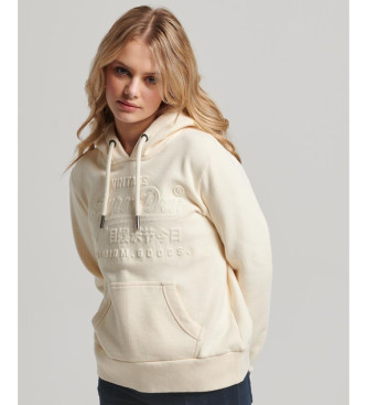 Superdry Sweatshirt vintage com capuz e logtipo em relevo em branco