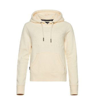 Superdry Sweatshirt vintage com capuz e logtipo em relevo em branco