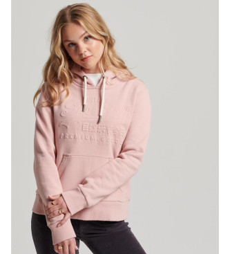 Superdry Vintage sweatshirt med htte og prget logo i pink