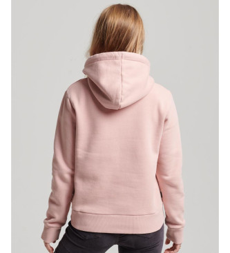 Superdry Vintage sweatshirt med htte og prget logo i pink