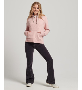 Superdry Vintage sweatshirt med huva och prglad logotyp i rosa