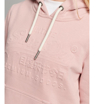 Superdry Vintage sweatshirt med htte og prget logo i pink