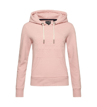 Superdry Vintage sweatshirt med huva och prglad logotyp i rosa