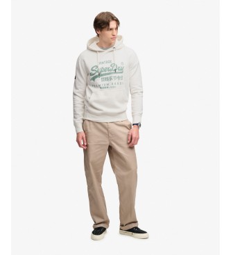 Superdry Moletom com capuz Classic branco sujo