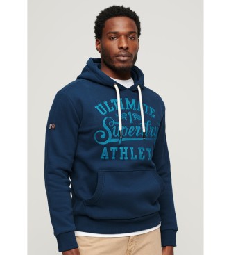Superdry Athletic Script vezen grafični pulover v mornariški barvi