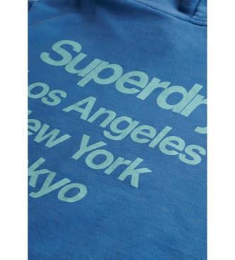 Superdry Sweat  capuche avec logo Core City bleu