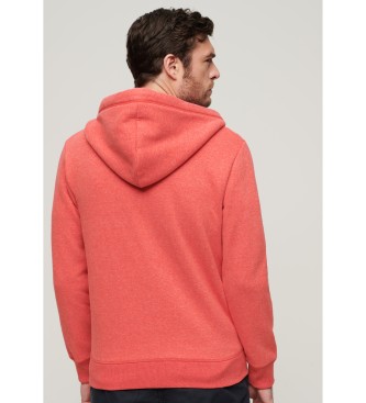 Superdry Hooded sweatshirt with zip and logo Essential red
