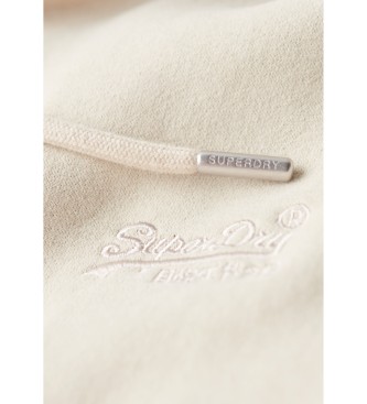 Superdry Sweat  capuche beige essentiel avec fermeture clair et logo Beige essentiel
