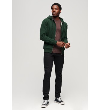Superdry Hooded sweatshirt with zip and logo Essential green