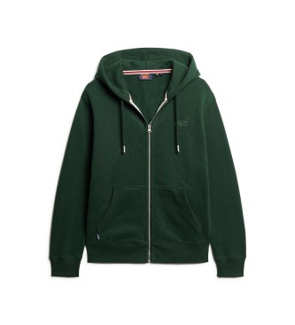 Superdry Sweatshirt med huva, dragkedja och logotyp Essential green