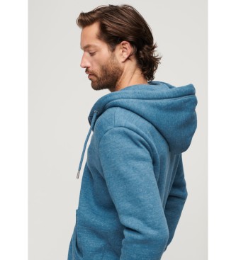 Superdry Felpa con cappuccio blu con zip e logo Essential 