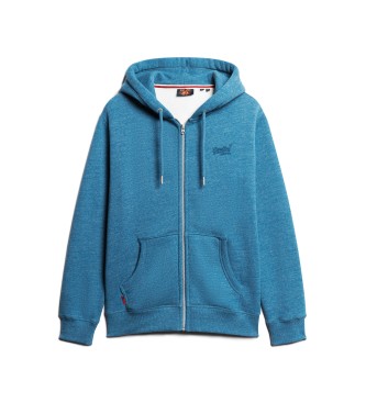 Superdry Sudadera con capucha, cremallera y logo Essential azul 