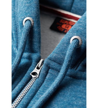 Superdry Sudadera con capucha, cremallera y logo Essential azul 