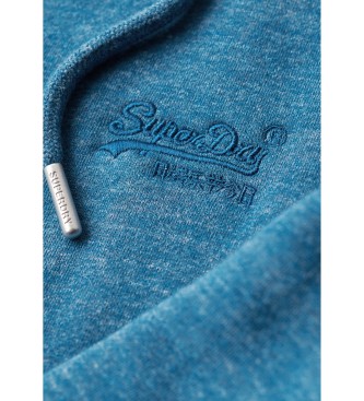 Superdry Sudadera con capucha, cremallera y logo Essential azul 