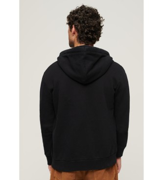 Superdry Hoodie med dragkedja och logotyp Essential black