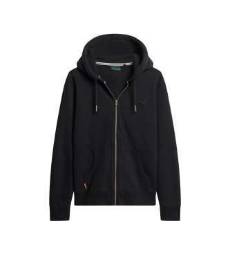 Superdry Hoodie mit Reiverschluss und Logo Essential schwarz