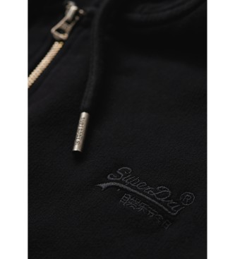 Superdry Felpa nera con cappuccio e zip con logo Essential