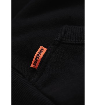 Superdry Felpa nera con cappuccio e zip con logo Essential