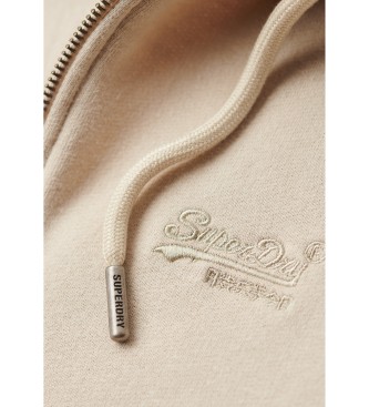 Superdry Essential beige hoodie met ritssluiting en logo