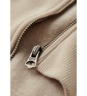 Superdry Essential beige hoodie with zip and logo Essential beige