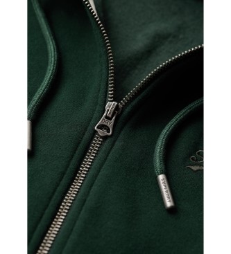 Superdry Sudadera con capucha, cremallera y logo Essential verde