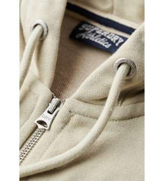 Superdry Sweat  capuche beige essentiel avec fermeture clair et logo Beige essentiel