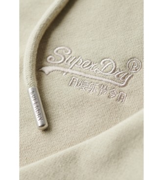 Superdry Sweat  capuche beige essentiel avec fermeture clair et logo Beige essentiel