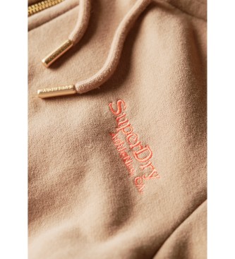Superdry Hooded sweatshirt met rits en logo Essential bruin
