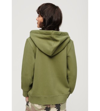 Superdry Hooded sweatshirt met rits en logo Essential groen