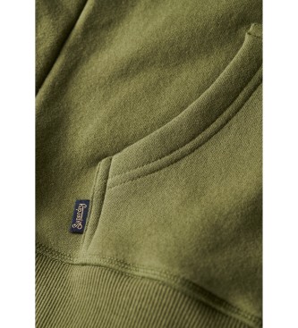 Superdry Sudadera con capucha, cremallera y logo Essential verde