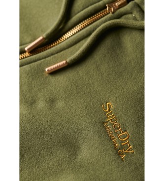 Superdry Sudadera con capucha, cremallera y logo Essential verde