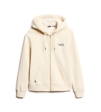 Superdry Essential beige hoodie met ritssluiting en logo