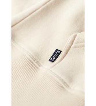 Superdry Beżowa bluza z kapturem z zamkiem błyskawicznym i logo Essential beige