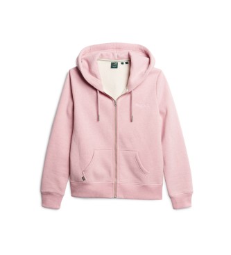 Superdry Hoodie with zip and logo Essential pink
