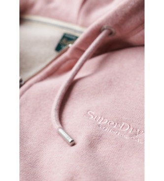 Superdry Sudadera con capucha, cremallera y logo Essential rosa