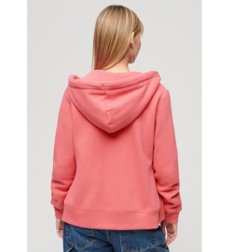 Superdry Hooded sweatshirt with zip and logo Essential Pink