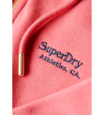 Superdry Hoodie met rits en logo Essential roze