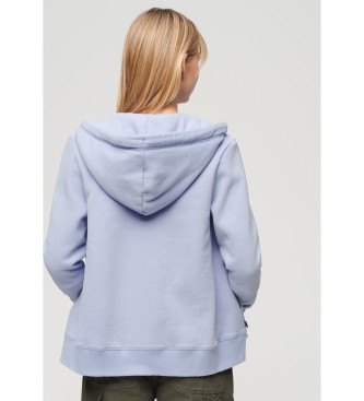 Superdry Hooded sweatshirt met rits en logo Essential blauw