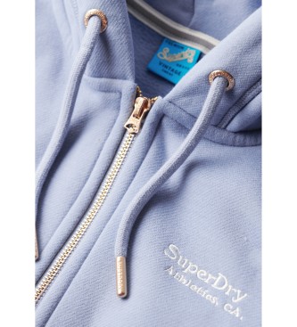 Superdry Bluza z kapturem, zamkiem błyskawicznym i logo Essential niebieska