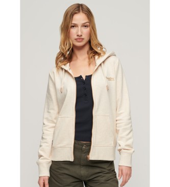 Superdry Mikina s kapuco Essential beige z zadrgo in logotipom Essential beige