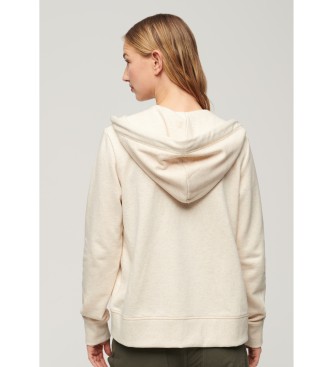 Superdry Essential beige hoodie met ritssluiting en logo