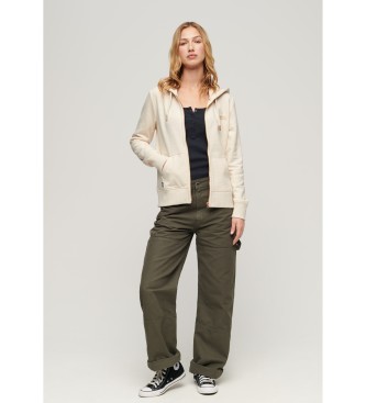 Superdry Mikina s kapuco Essential beige z zadrgo in logotipom Essential beige