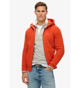 Superdry Mikina s kapuco, zadrgo in logotipom Essential orange