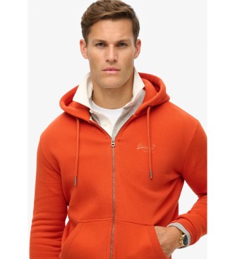 Superdry Mikina s kapuco, zadrgo in logotipom Essential orange