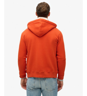 Superdry Hoodie with hood, zip and logo Essential orange